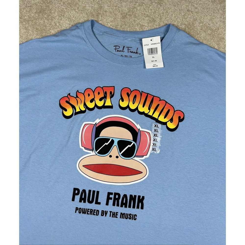Brand New PAUL FRANK Julius Monkey Logo T-Shirt  XL NWT Blue Music